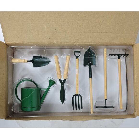 Vtg Department 56 Garden Ornaments Set of 7 Mini Christmas Tree Decor New in Box - Picture 5 of 14